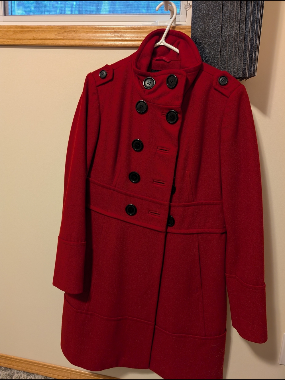 Liz Claiborne Red Double-Breasted Pea Coat